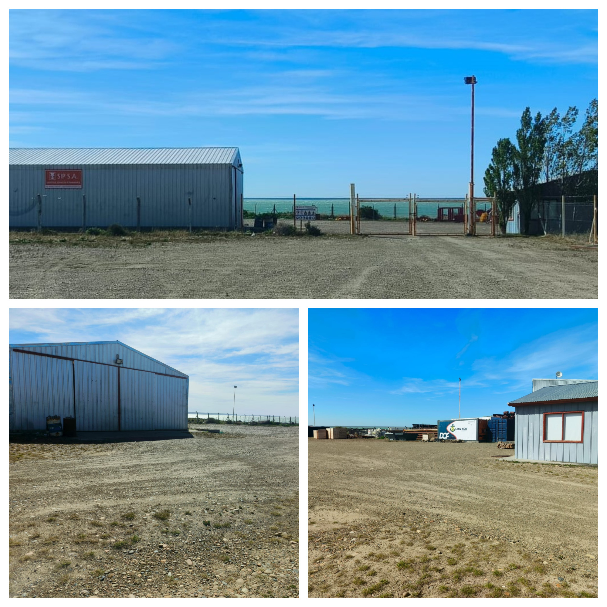 Interior del depósito de Hansen & Cia en Puerto Punta Quilla, mostrando mercadería organizada y segura